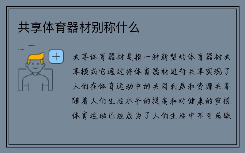 共享体育器材别称什么