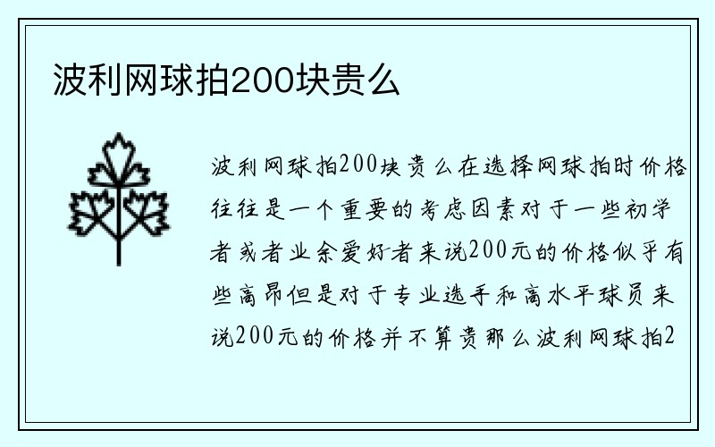 波利网球拍200块贵么